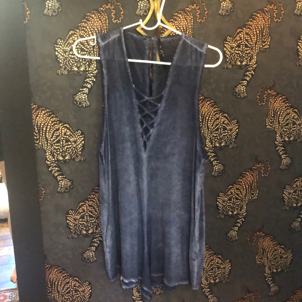 Blue life romper with pockets! Sz m